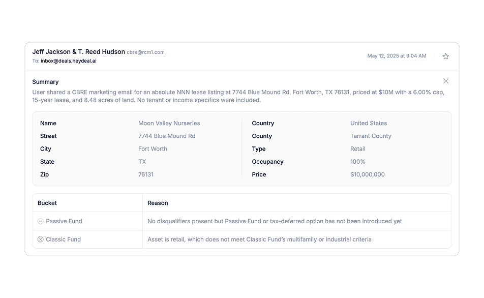 Auto-match to your investment criteria